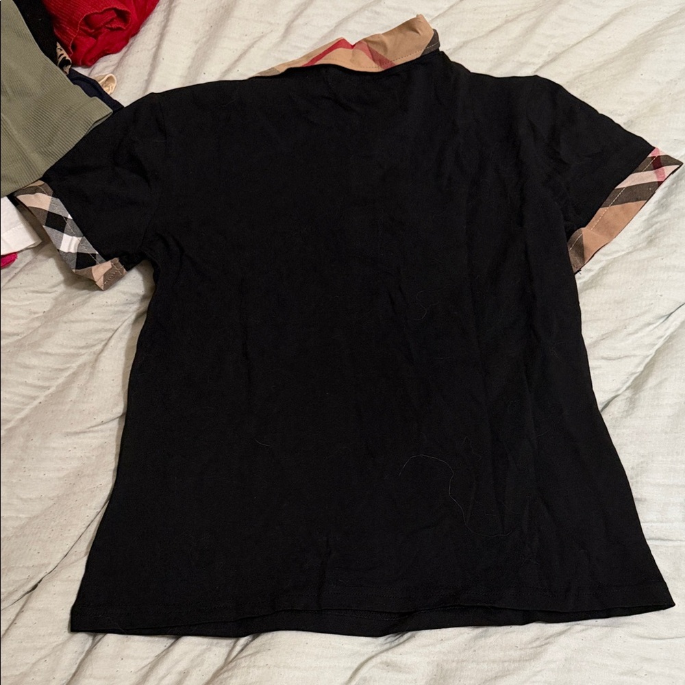 Burberry Black Short Sleeve Polo with Heritage Check Trim - Picture 4 of 4